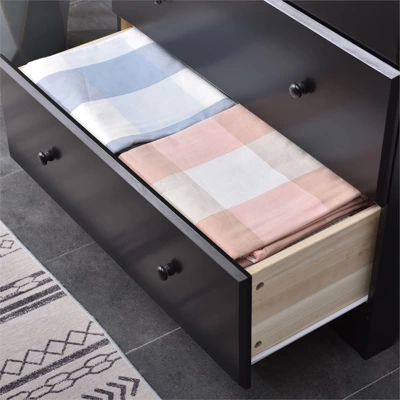 Better Home Products Isabela Solid Pine Wood 5 Drawer Chest Dresser In Black 2 Better Home Products Isabela Solid Pine Wood 5 Drawer Chest Dresser In Black - Image 2