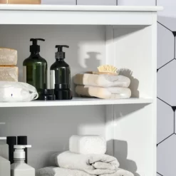 HOMCOM 63" Small Buffet With Hutch, 4-Door Kitchen Pantry, Freestanding Storage Cabinet With Adjustable Shelf For Dining Room, Living Room, White -Online Furniture Store GUEST 00a7d090 8384 472c 8f8b 144f82a8b01f