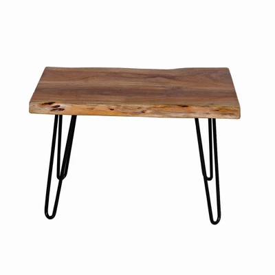 Alaterre Furniture 20" Hairpin Natural Brown Live Edge End Table Metal And Wood 2 Alaterre Furniture 20" Hairpin Natural Brown Live Edge End Table Metal And Wood - Image 2