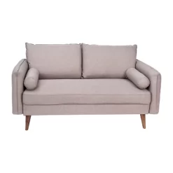 Emma And Oliver Upholstered Mid-Century Modern Pocket Spring Loveseat With Wooden Legs And Removable Back Cushions -Online Furniture Store GUEST 0101260f 6eb3 487c be64 3bf1298d5e58