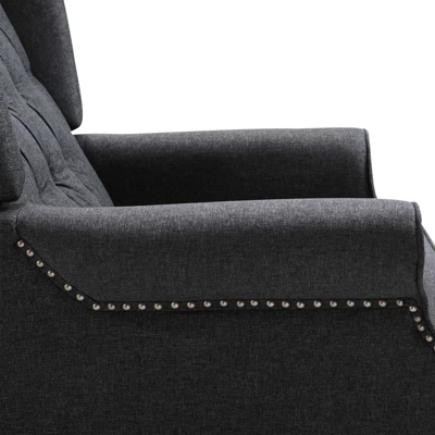 HOMCOM Fabric Upholstered Wingback Recliner, Tufted Back Linen Arm Chair With Footrest, Armrest, Padded Cushion, Dark Grey 5 HOMCOM Fabric Upholstered Wingback Recliner, Tufted Back Linen Arm Chair With Footrest, Armrest, Padded Cushion, Dark Grey - Image 5