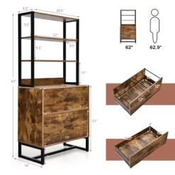 Costway 2 Drawer Vertical File Cabinet W/Lock & Bookshelf, Letter Size Filing Cabinet -Online Furniture Store GUEST 031c615d 04e2 4a75 a436 78f879ec22c6