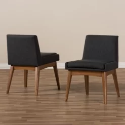 Set Of 2 Nexus Mid Century Modern Walnut Wood Fabric Upholstered Dining Side Chair - Baxton Studio -Online Furniture Store GUEST 032844fb 7226 4a45 a491 6cc1c5992a5a