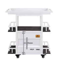 Online Furniture Store 8 Cargo Serving Cart Antique Walnut/White - Acme Furniture