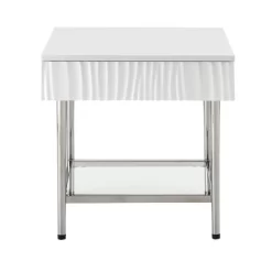Waves Coastal 1 Drawer Side Table Glossy White - Treasure Trove Accents