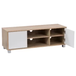 Hollywood Wood Grain TV Stand For TVs Up To 55" With Doors White And Brown - CorLiving -Online Furniture Store GUEST 03985f1b 47c2 4e27 817c 6f3075e3d7b2