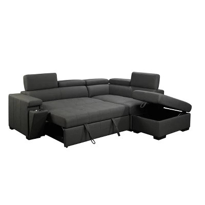 Mateo Stain Resistant Fabric Storage Sectional With Pullout Bed Gray - Abbyson Living 6 Mateo Stain Resistant Fabric Storage Sectional With Pullout Bed Gray - Abbyson Living - Image 6