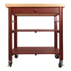 Wood Roll About Kitchen Cart In Cherry Stain Brown - Catskill Craftsmen