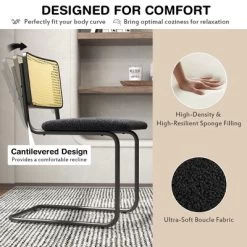 Costway Dining Chairs Set Rattan Upholstered Dining Chairs With Cane Back&Metal Base -Online Furniture Store GUEST 075e78b0 ad7b 4569 b140 e37928d2a6b2