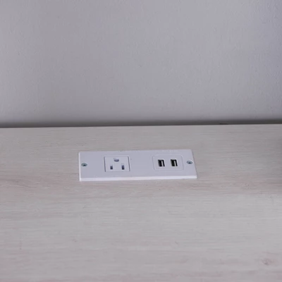 Ghally Locking Drawer L-Shape Desk With USB Ports White Oak - MiBasics 8 Ghally Locking Drawer L-Shape Desk With USB Ports White Oak - MiBasics - Image 8