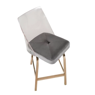 Set Of 2 24" Svana Champagne Gold Finish Velvet Swivel Counter Height Barstools - Inspire Q 2 Set Of 2 24" Svana Champagne Gold Finish Velvet Swivel Counter Height Barstools - Inspire Q - Image 2