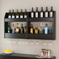 2 Tier Floating Wine And Liquor Rack Black - Prepac -Online Furniture Store GUEST 0c5e5a56 d408 457a a42a 81b52382891f
