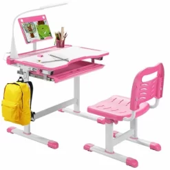 Costway Height Adjustable Kids Study Table And Chair Set W/Bookstand & Light Pink/Light Blue -Online Furniture Store GUEST 0dfd01e3 2ccd 4d1a 9b15 86da777734ed