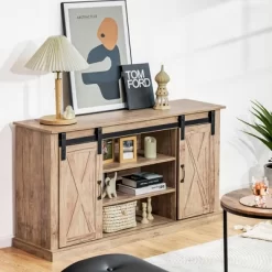 Costway 55'' Sliding Barn Door TV Stand Entertainment Media Console W/ Adjustable Shelf 11 Costway 55'' Sliding Barn Door TV Stand Entertainment Media Console W/ Adjustable Shelf -Online Furniture Store GUEST 0e4707a4 bc79 4d53 8927 6b11010eea95