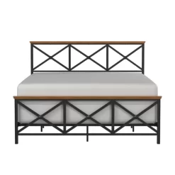 Queen Ashford Metal Bed With Wood Accent Textured Black Oak Finished Wood - Hillsdale Furniture -Online Furniture Store GUEST 1080edfa 8174 4f11 ae04 15f6d31b931d