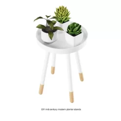 Hastings Home Mid-Century Modern Round Wooden End Table With Tray Top - White/Natural -Online Furniture Store GUEST 10b2231c cd88 4242 8c27 d2e11963eaec