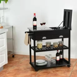 Costway Rolling Kitchen Island Trolley Cart Stainless Steel Flip Tabletop W/ Drawer Brown 11 Costway Rolling Kitchen Island Trolley Cart Stainless Steel Flip Tabletop W/ Drawer Brown -Online Furniture Store GUEST 1133951b 0260 4e70 bacc 3cd8beb6badc