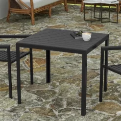 Merrick Lane All-Weather Indoor/Outdoor Square Patio Dining Table For 4 With Steel Frame And Poly Resin Slatted Top - Black -Online Furniture Store GUEST 11881f2c feab 4d53 931c 1c632bc67844