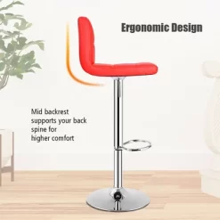 Costway Set Of 2 Bar Stools Adjustable Swivel Kitchen Counter Bar Chair PU Leather Red Full Back -Online Furniture Store GUEST 11bd33df 9a80 4f5f b3f4 d297149ea128