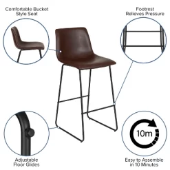 Emma And Oliver Set Of 2 Kitchen Bar Height Stool - 30 Inch LeatherSoft Barstool -Online Furniture Store GUEST 11ed4a4d dba3 4b51 aa75 bef22d647abb
