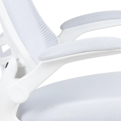 Flash Furniture Mid-Back White Mesh Swivel Ergonomic Task Office Chair With White Frame And Flip-Up Arms 6 Flash Furniture Mid-Back White Mesh Swivel Ergonomic Task Office Chair With White Frame And Flip-Up Arms - Image 6
