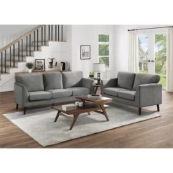 Tolley Velvet Loveseat In Gray - Lexicon