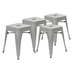 Merrick Lane Set Of 4 Sloane 18" High Backless Stacking Dining Stools With Durable Metal Frame -Online Furniture Store GUEST 137a8884 15db 4551 9217 8433ff2eba25