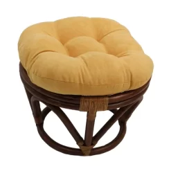 Rattan Ottoman With Micro Suede Cushion - International Caravan -Online Furniture Store GUEST 15770392 194d 467b 8cad 6af6b2ef860d