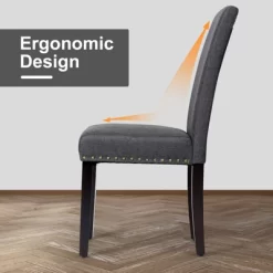 Tangkula 2-Piece Upholstered Linen Fabric Dining Chairs With High Backrest & Padded Seat -Online Furniture Store GUEST 167300da 4a21 40c4 bb35 4b751fbe88df