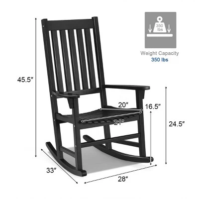 Costway 2PCS Wood Rocking Chair Porch Rocker High Back Garden Seat Indoor Outdoor 1 Costway 2PCS Wood Rocking Chair Porch Rocker High Back Garden Seat Indoor Outdoor