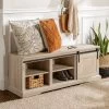48" Transitional Sliding Door Wood And Metal Bench - Saracina Home