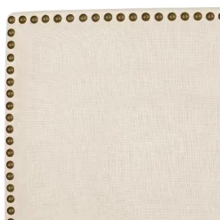 Queen Bella Nail Button Border Headboard Talc Linen/Brass - Skyline Furniture