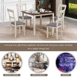 5 PCS Classic Dining Table Set With 4 Upholstered Chairs-ModernLuxe 14 5 PCS Classic Dining Table Set With 4 Upholstered Chairs-ModernLuxe -Online Furniture Store GUEST 18285bbe 3f9c 4218 b87f 831525e716bc