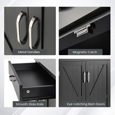 Costway Kitchen Island Cart Rolling Utility Trolley Stainless Steel Top Wine Rack 8 Costway Kitchen Island Cart Rolling Utility Trolley Stainless Steel Top Wine Rack - Image 8