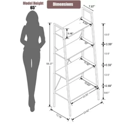 LuxenHome 4-Shelf 58.3" X 23.62" W Wood And Metal Ladder Bookcase. -Online Furniture Store GUEST 1943c77b fc36 46cf ac86 514b3170a380