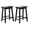PJ Wood Classic Saddle-Seat 24" Tall Kitchen Counter Stools For Homes, Dining Spaces, And Bars W/Backless Seats, 4 Square Legs, Black (Set Of 10)