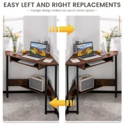 Costway Triangle Corner Computer Desk Small Space Study Desk Home Office W/Keyboard Tray -Online Furniture Store GUEST 1988f31e 8c52 4b93 9c85 43d7e923a6b9