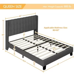 Yaheetech Upholstered Bed Frame With Wing Side -Online Furniture Store GUEST 19b95701 acc2 440b 86c9 f8e80e2e1a3e