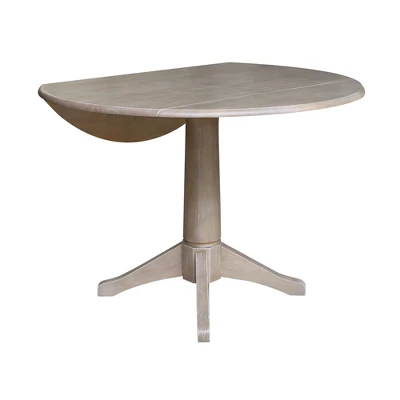 Alexandra Round Dual Drop Leaf Pedestal Table Washed Gray Taupe - International Concepts 3 Alexandra Round Dual Drop Leaf Pedestal Table Washed Gray Taupe - International Concepts - Image 3