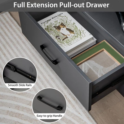 Costway 4-Tier Bookcase 48'' Display Bookshelf Storage Organizer With Shelves & Drawer Grey/White/Natural 7 Costway 4-Tier Bookcase 48'' Display Bookshelf Storage Organizer With Shelves & Drawer Grey/White/Natural - Image 7