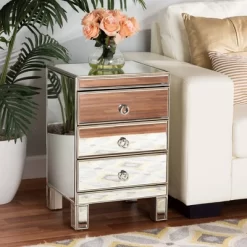 Ewan Mirrored 3 Drawer Nightstand Silver - Baxton Studio -Online Furniture Store GUEST 1b02d019 950d 4731 87ef 8ea0df7198cc