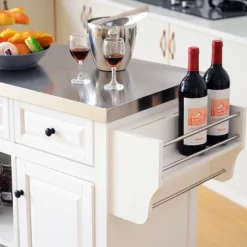 HOMCOM Rolling Kitchen Island On Wheels With Stainless Steel Top, Spice Rack & Drawers, Utility Portable Multi-Storage Cart On Wheels -Online Furniture Store GUEST 1b2e2fa7 ceea 41e3 b5af 3c443acbeac2