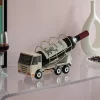 Vintiquewise Decorative Rustic Metal White Single Bottle Cement Truck Wine Holder For Tabletop Or Countertop