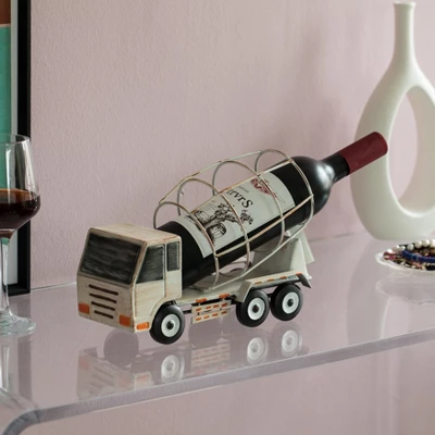 Vintiquewise Decorative Rustic Metal White Single Bottle Cement Truck Wine Holder For Tabletop Or Countertop 1 Vintiquewise Decorative Rustic Metal White Single Bottle Cement Truck Wine Holder For Tabletop Or Countertop