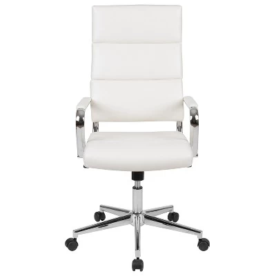 Flash Furniture Hansel High Back White LeatherSoft Contemporary Panel Executive Swivel Office Chair 2 Flash Furniture Hansel High Back White LeatherSoft Contemporary Panel Executive Swivel Office Chair - Image 2