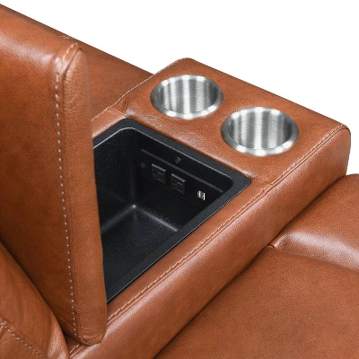 Natalia Power Loveseat Console Recliner Caramel Leather - Steve Silver Co. 11 Natalia Power Loveseat Console Recliner Caramel Leather - Steve Silver Co. - Image 11