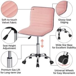 Yaheetech Velvet Low Back Armless Desk Chair Office Chair With Wheels -Online Furniture Store GUEST 1d525fb1 35e7 4380 8bec bb2a2d4d26ec