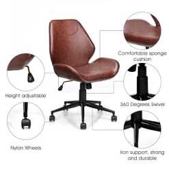 Office Home Leisure Chair Mid-Back Upholstered Swivel Height Adjustable Rolling -Online Furniture Store GUEST 1d67a0b3 5017 4ce8 a51b 76ddf25e6e9e