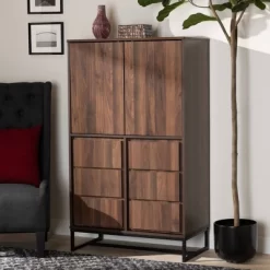 Neil Wood And Metal Storage Cabinet Brown/Black - Baxton Studio -Online Furniture Store GUEST 1edf5f6f fc8f 4e57 9363 95b155cadc80