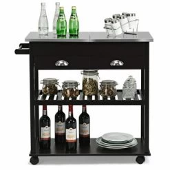 Costway Rolling Kitchen Island Trolley Cart Stainless Steel Flip Tabletop W/ Drawer Brown 15 Costway Rolling Kitchen Island Trolley Cart Stainless Steel Flip Tabletop W/ Drawer Brown -Online Furniture Store GUEST 1f52086d f0d5 4993 afe0 75544e827a83
